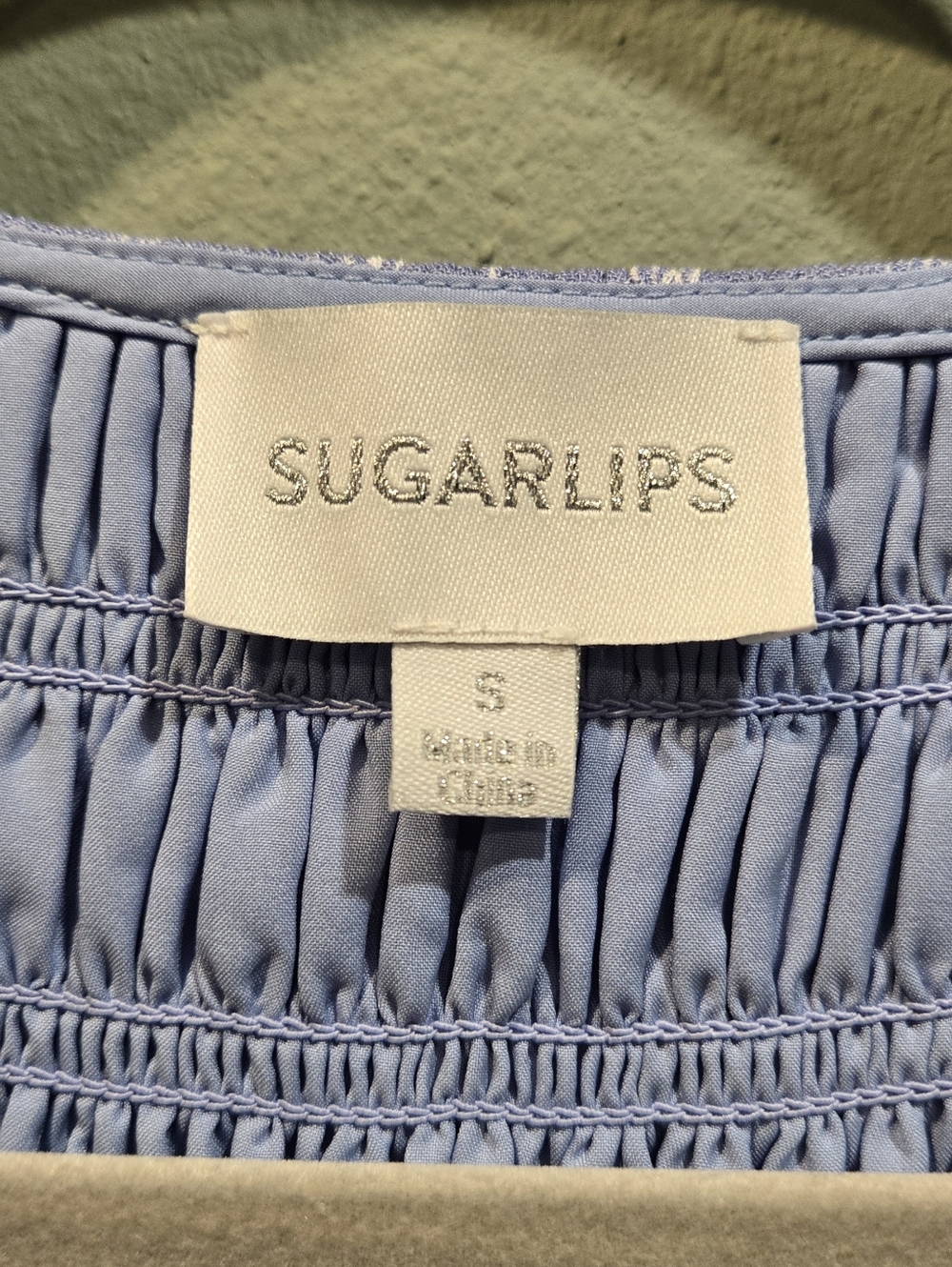 Sugarlips Evianna Flutter Midi Dress with ruched bocide — Blue Stripe Size Small - Picture 8 of 8